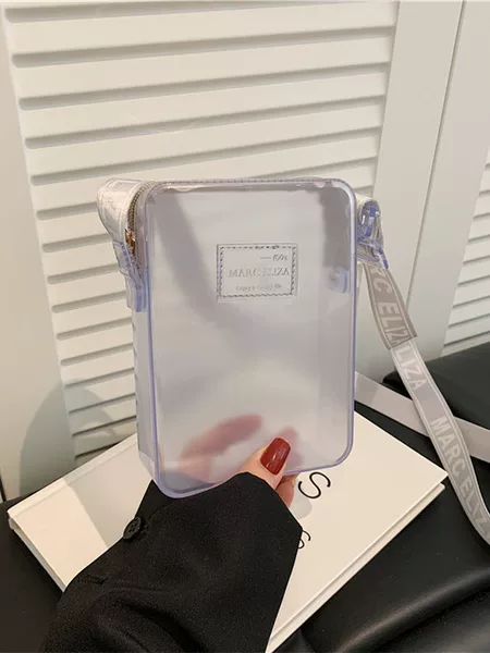 2025 Candy Color Pvc Chain Transparent Shoulder Bag Fashionable Letter Versatile Women's Bag High-End Transparent Cross-Body Bag