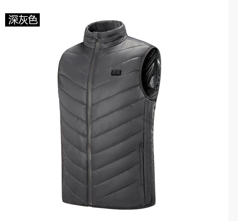 Nueva transfronteriza inteligente de doble zona de control 11 Chaleco de calefacción eléctrica de moda de los hombres simples calefacción eléctrica chaleco térmico chaqueta