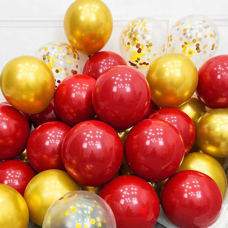 Double-layer golden balloon, with gem, 50 pieces