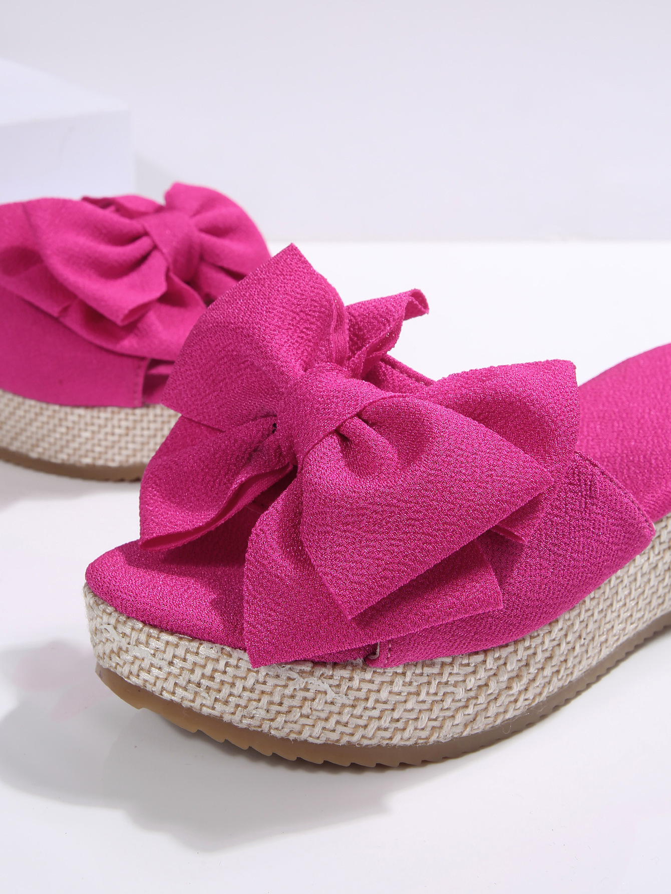 Women's Summer Bow Wedge Sandals European And American Style Thick Sole Platform Fabric Plus Size New Style_vogvips.com