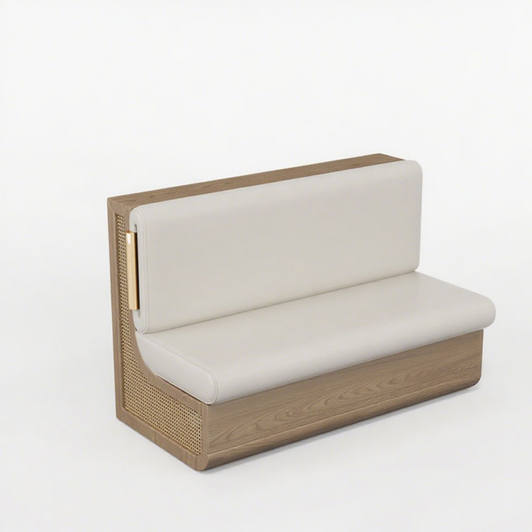 Sofá de asiento de tarjeta semicircular para restaurante occidental, restaurante de hotpot personalizado, restaurante de barbacoa, restaurante de restauración, mesa y silla de madera maciza de vidana tejida