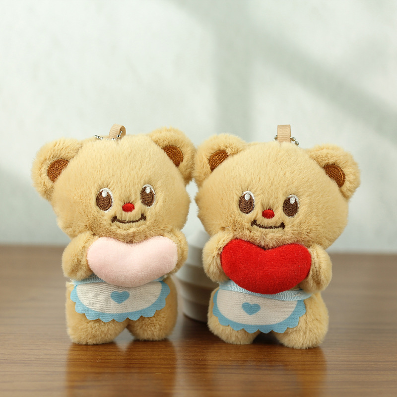 Red celebridad amor mantequilla oso muñeca colgante bolsas escolares muñeca de peluche de dibujos animados pequeña muñeca colgante llavero