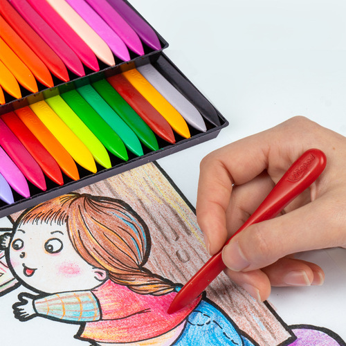 French Maped plastic crayon does not dirty hands 24/36 color children's safe and secure triangular crayon oil pastel