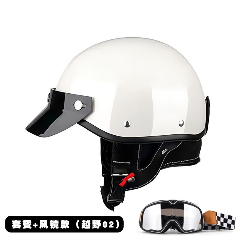 Electric Vehicle Helmet – Motuoche Motosiklet kaskı (dəbilqə) - mt-2-pearl-white-goggles-m