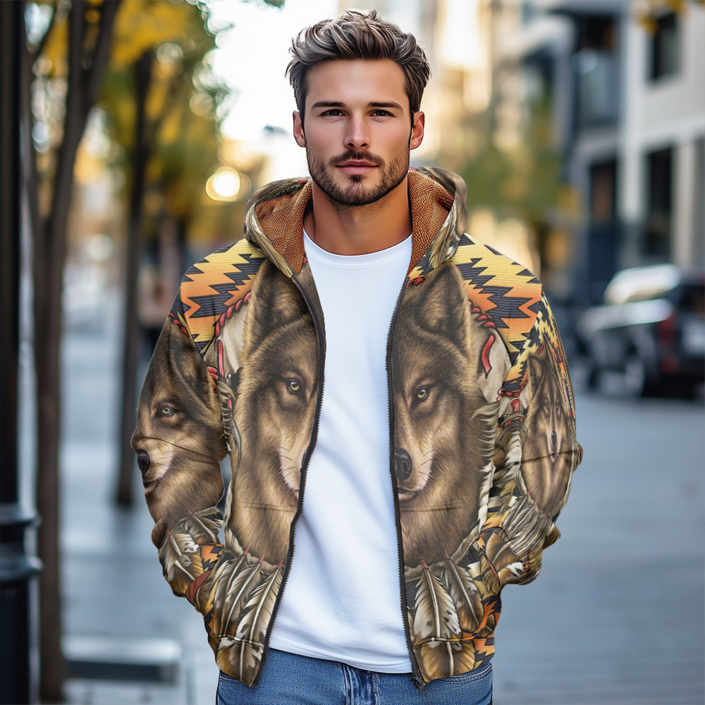 Alta calidad otoño e invierno suéter con capucha para hombre tendencia 3d animal estampado con capucha con cremallera chaqueta MF12