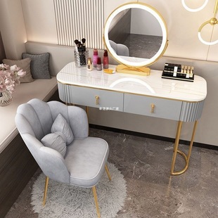 Light Luxury Dressing Table for Bedroom, Simple Modern Makeup Table, Trendy Ins-Style Dressing Table, Lacquer Finish, Small Apartment Simple 02