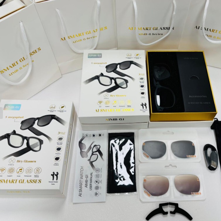 Bluetooth Smart Glasses Aimb-G1 Black Technology Ai Picture Recognition Simultaneous Translation High-Definition Anti-Shake Camera Video Recording and Photo Taking Bluetooth Smart Glasses Aimb-G1 Black Technology Ai Picture Recognition Simultaneous Translation High-Definition Anti-Shake Camera Video Recording and Photo Taking