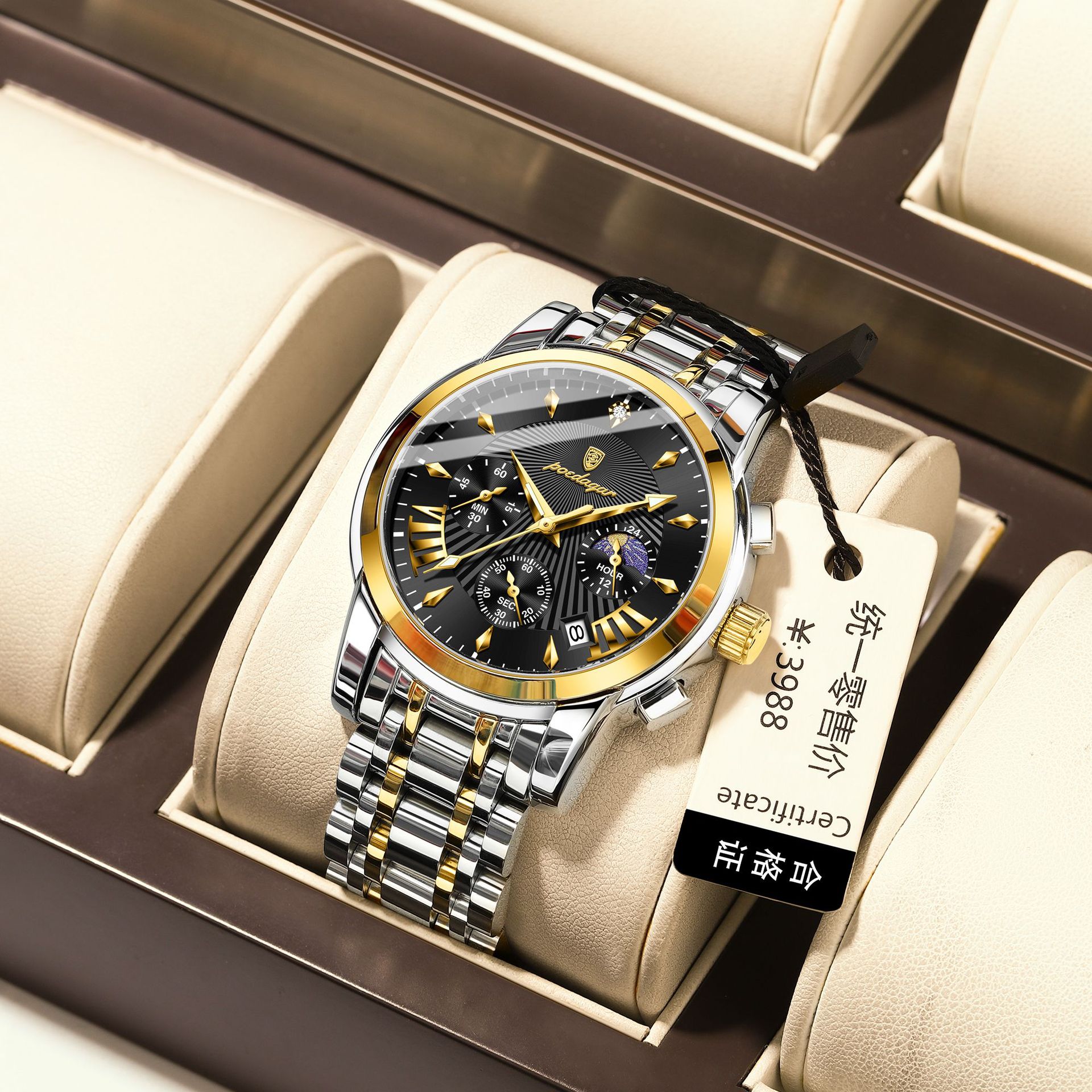 Marca suiza multifuncional nuevo reloj de hombre impermeable moda reloj de cuarzo en vivo comercio exterior explosión una venta