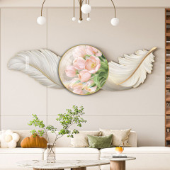 Modern light luxury creative feather bedroom headboard decoration carved painting headboard sofa living room dining room background wall hanging