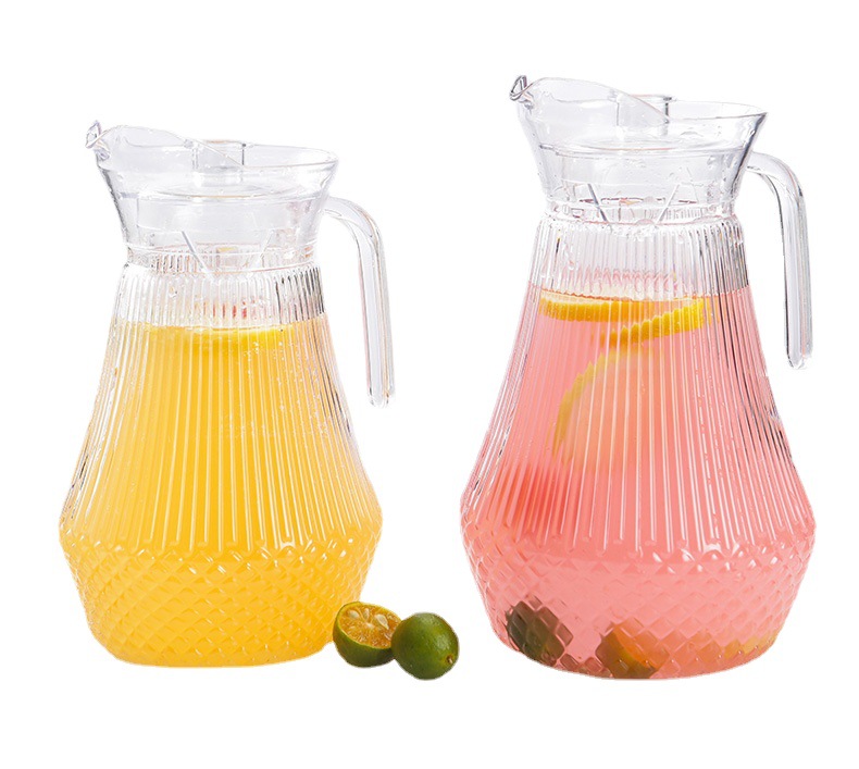 Jarra de agua fría de acrílico con boquilla integrada tipo pico de pato, jarra de PC, jarra de agua transparente para té, bebidas, jugos, con diseño de glaciar.