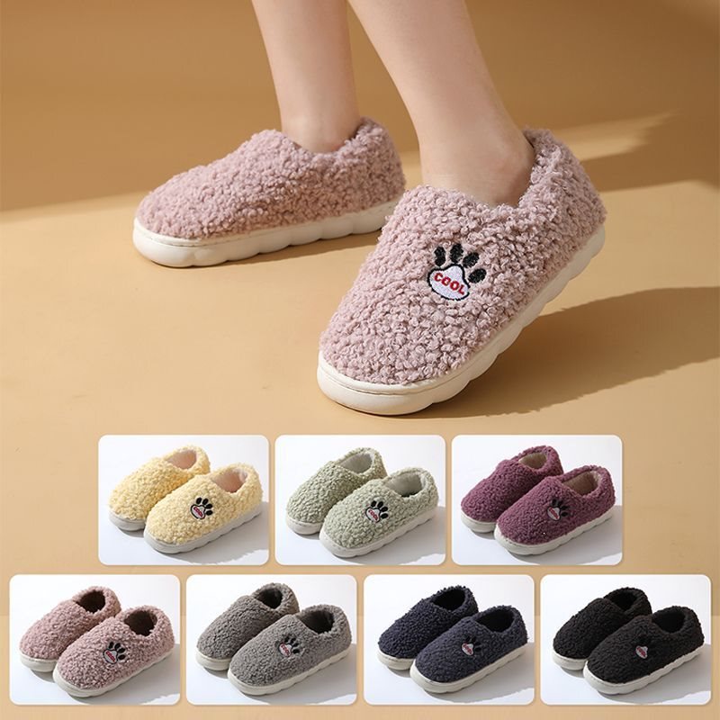 Cotton Shoes with Heel Cover for Autumn and Winter, Non-Slip, Soft-Soled, Comfortable, Indoor, Warm, Couple's Style, Fleece-Lined, Thickened, Unisex