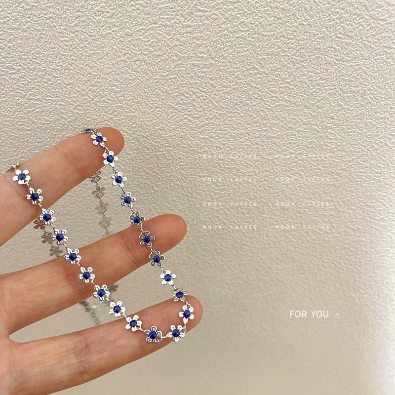 Otoño exquisita pequeña flor azul pulsera de las mujeres simples novias Mori pulsera de las mujeres ins versátil pulsera de alto grado