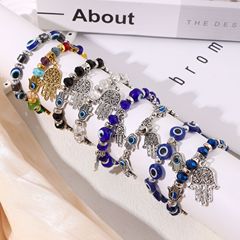 Evileye 悪魔の目ブレスレット ファティマの手のひらブレスレット 合金アイ メンズ レディース ブレスレット クリスタル