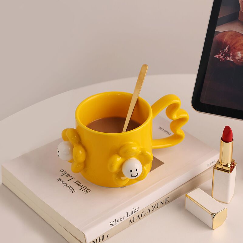 ins风可爱陶瓷杯子笑脸马克杯办公室咖啡杯高级感送女生生日礼物|undefined