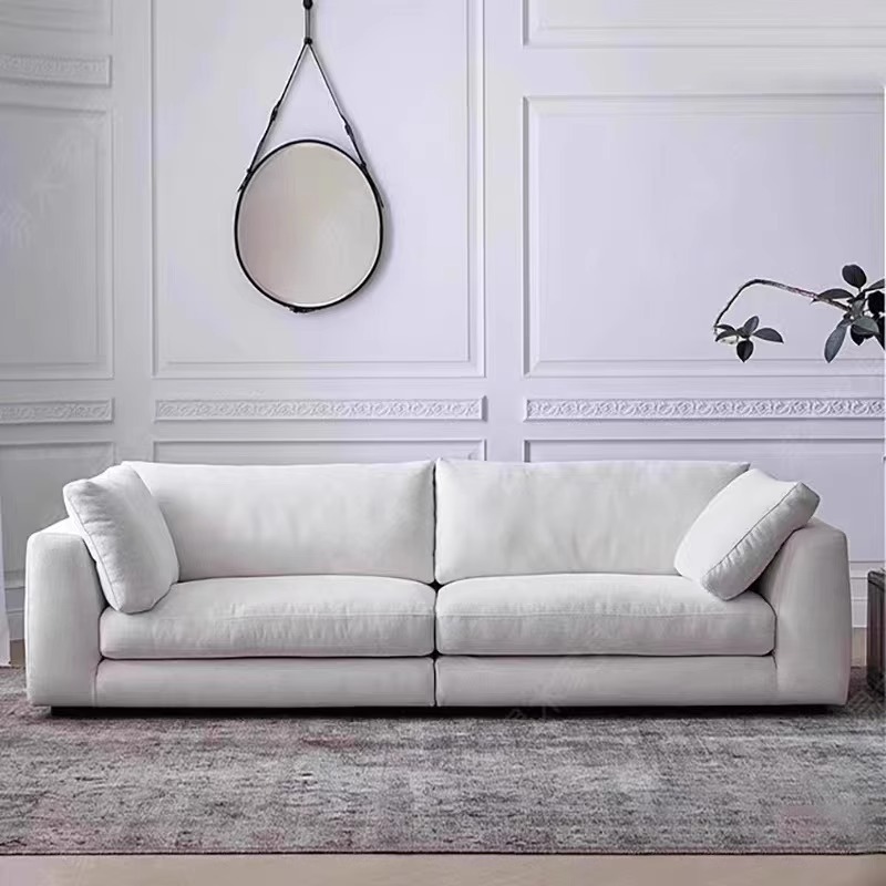 Sofá de tela de estilo crema de viento silencioso pequeño tipo de casa sala de estar mezcla de sofá de pluma desmontable y lavable de estilo medieval