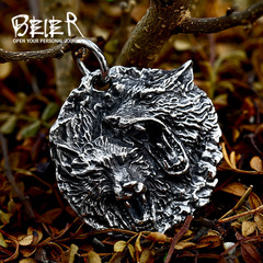 beier鑄造不鏽鋼霸氣狼頭項鍊飾品批發 跨境新款復古做舊狼吊墜