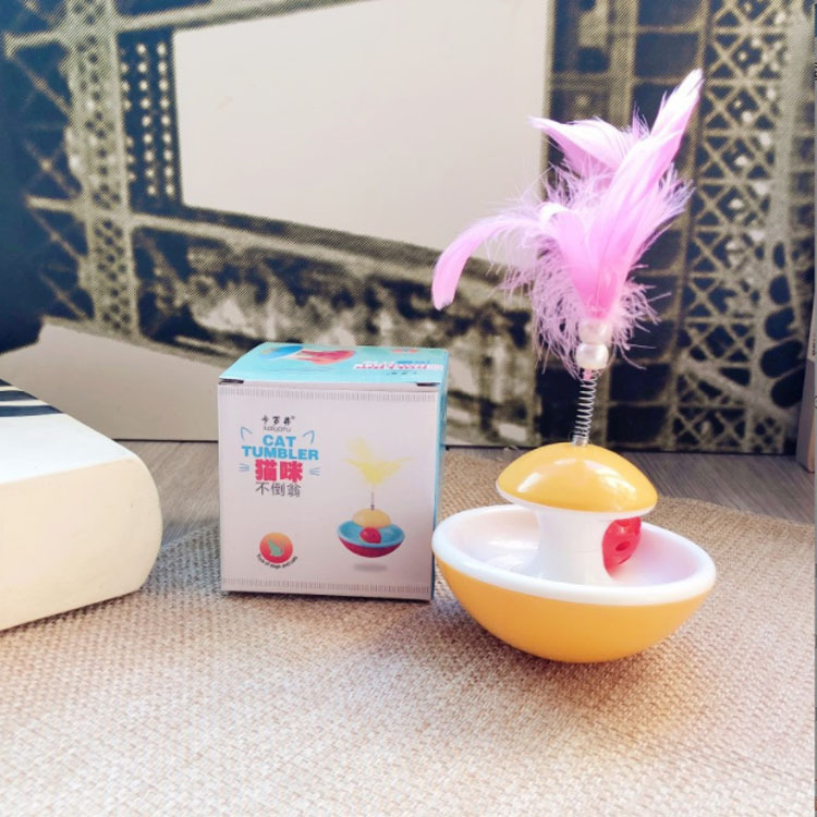 宠物猫咪玩具羽毛不倒翁发声逗猫解闷自娱不倒翁猫咪用品