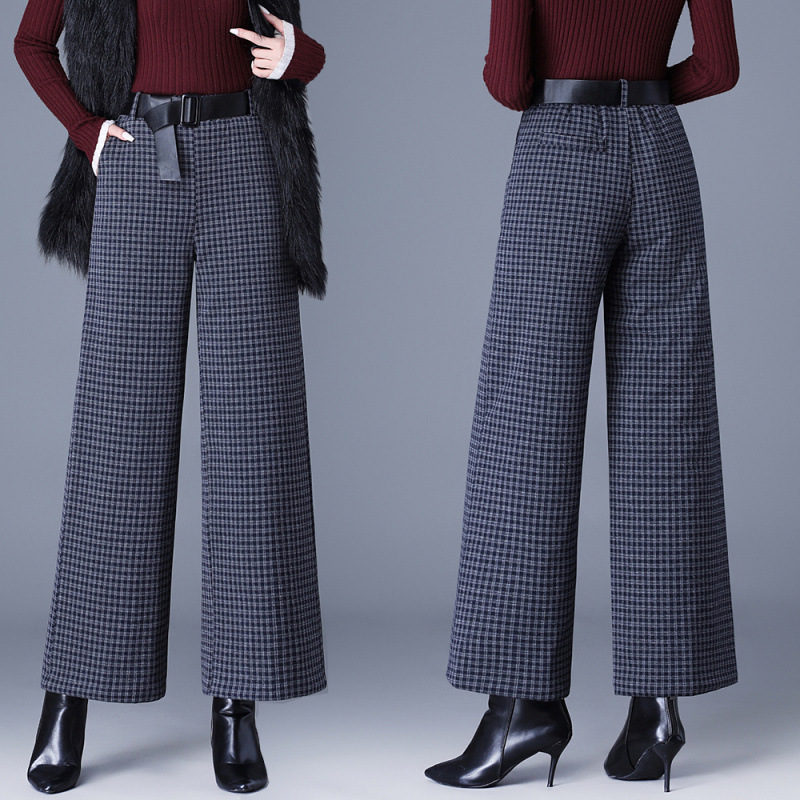 品质保证不起球减龄中年女毛呢羽绒棉高腰宽松保暖夹棉加厚九分裤