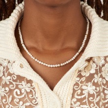 经典百搭淡水珍珠项链ins法式小众设计时尚金属间隔片锁骨链气质