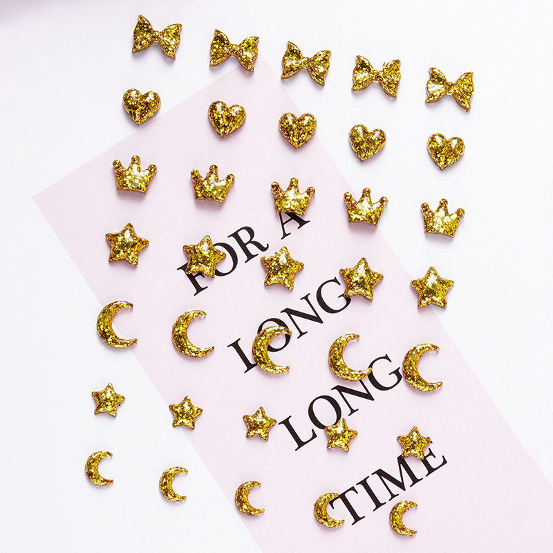 Online celebrity nail jewelry mixed flash fine pink star Moon Love butterfly resin nail decoration wholesale cross-border