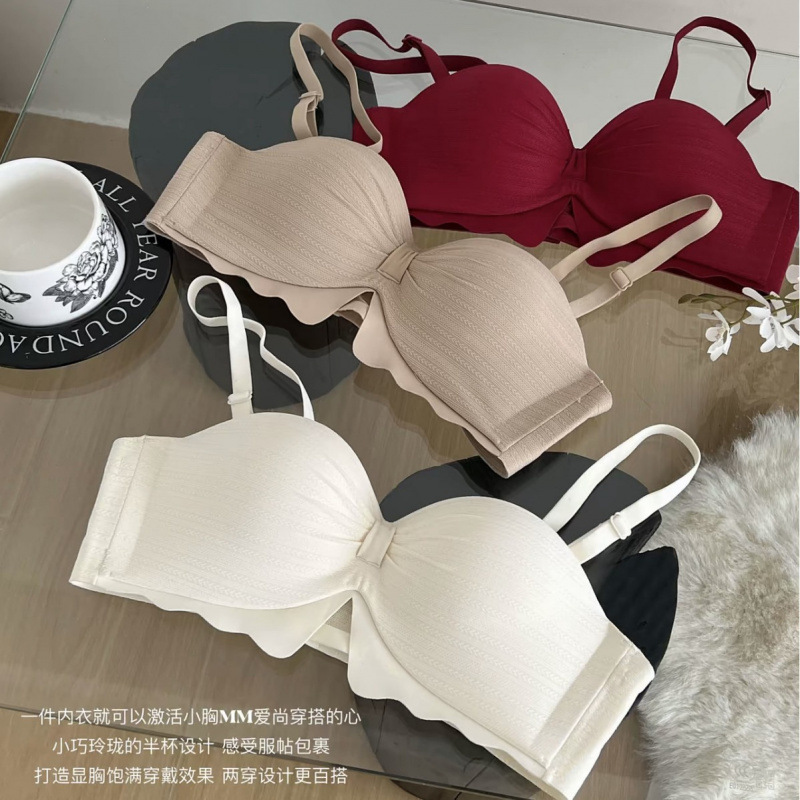 Original Loren Chantilly Bowknot Integrated Cup Two-Way Wear Non-Slip Half-Cup Strapless Bra for Women Push-Up Bra Original Loren Chantilly Bowknot Integrated Cup Two-Way Wear Non-Slip Half-Cup Strapless Bra for Women Push-Up Bra