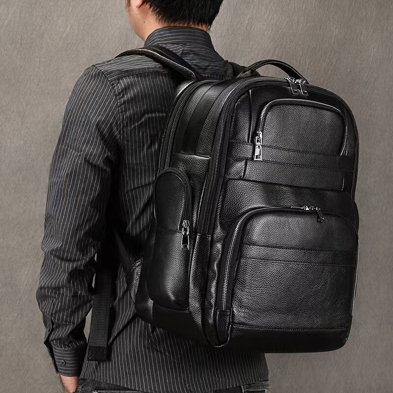 New Style Men's Genuine Leather Backpack, Large Capacity, First-Layer Cowhide, Double-Shoulder Business Travel Notebook Backpack, Cross-Border New Style Men's Genuine Leather Backpack, Large Capacity, First-Layer Cowhide, Double-Shoulder Business Travel Notebook Backpack, Cross-Border