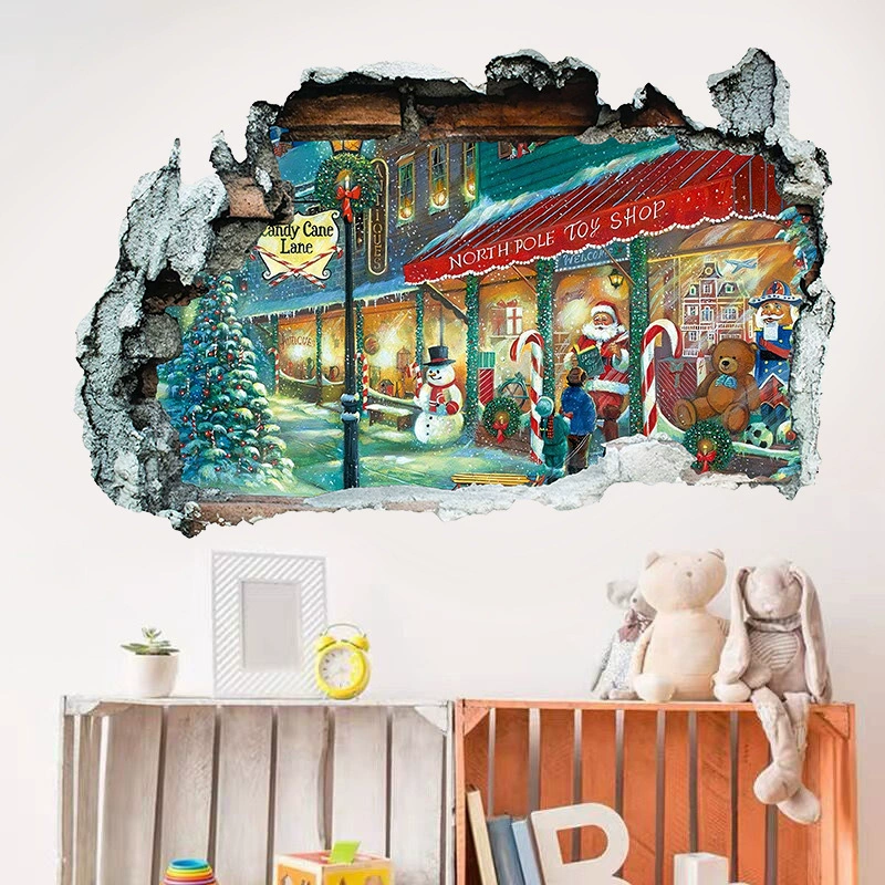Трансграничный новый мультфильм Санта-Клаус настенная наклейка гостиная спальня рождественская атмосфера фон декоративные наклейки
