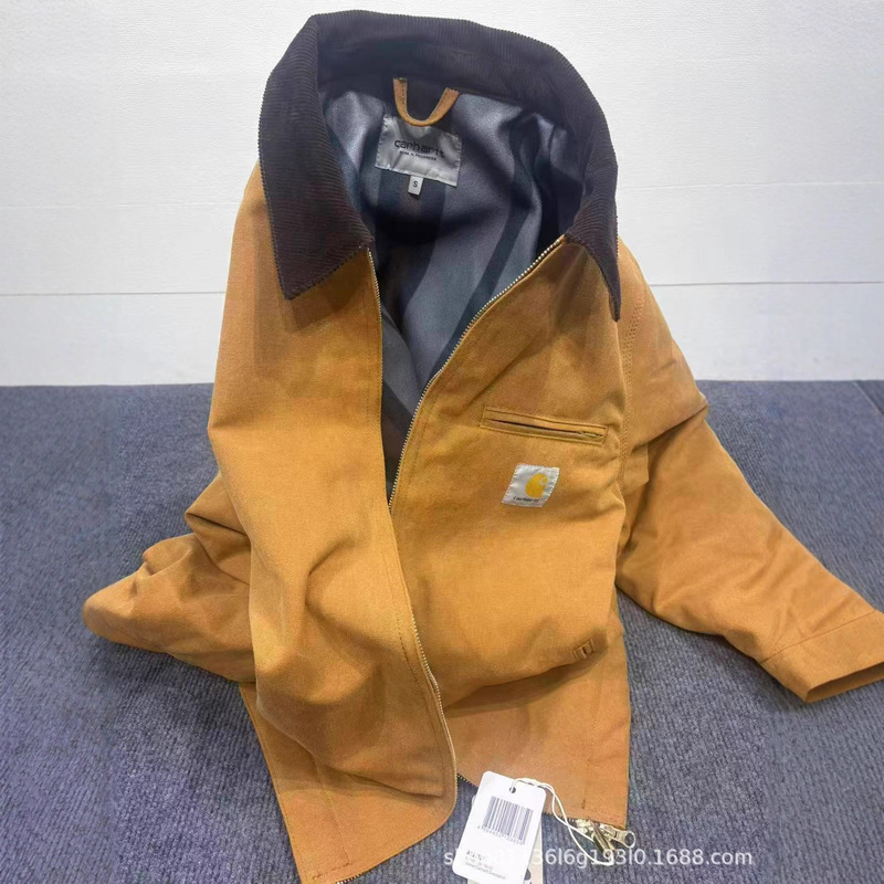 Detroit J01 Washed and Distressed Carhartt Carhartt Felt American Autumn and Winter Zipper Jacket 10382