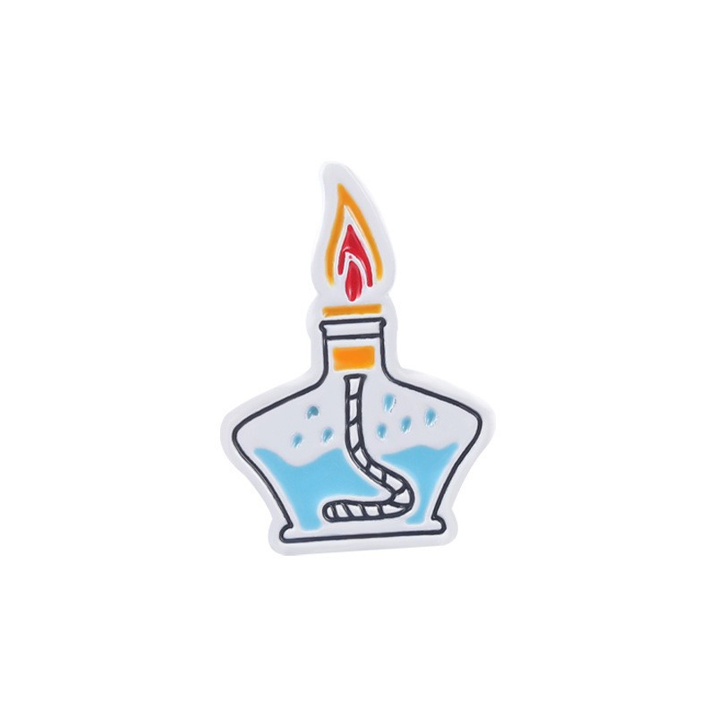 Productos químicos creativos botella química serie broche traje alcohol lámpara microscopio vaso de precipitados forma carta insignia