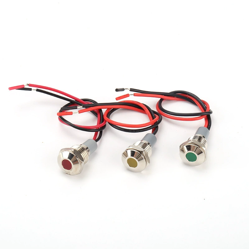 LED металлический индикаторный светильник, питание, огни, 220в, 3в, 12в, 24в, 10мм