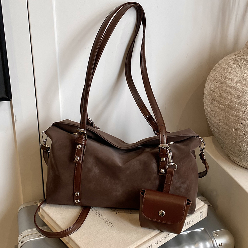 Korean Style Casual Maillard Retro Underarm Bag for Women 2026 Spring New Large Capacity Work and Commuting Handbag