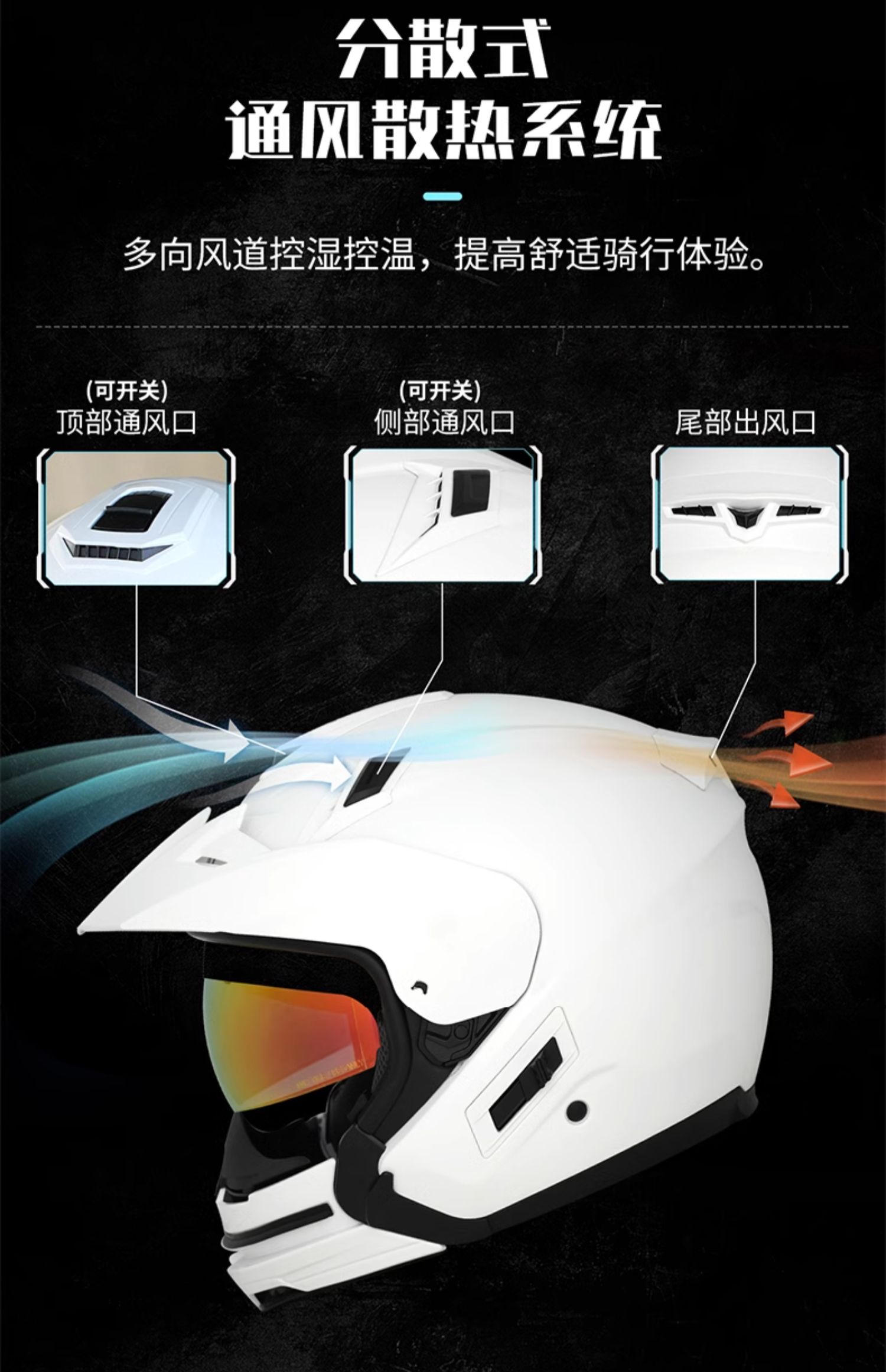 Motorcycle Half Helmet JET Locomotive Helmet 3/4 Winter Double Lens Anti-fog