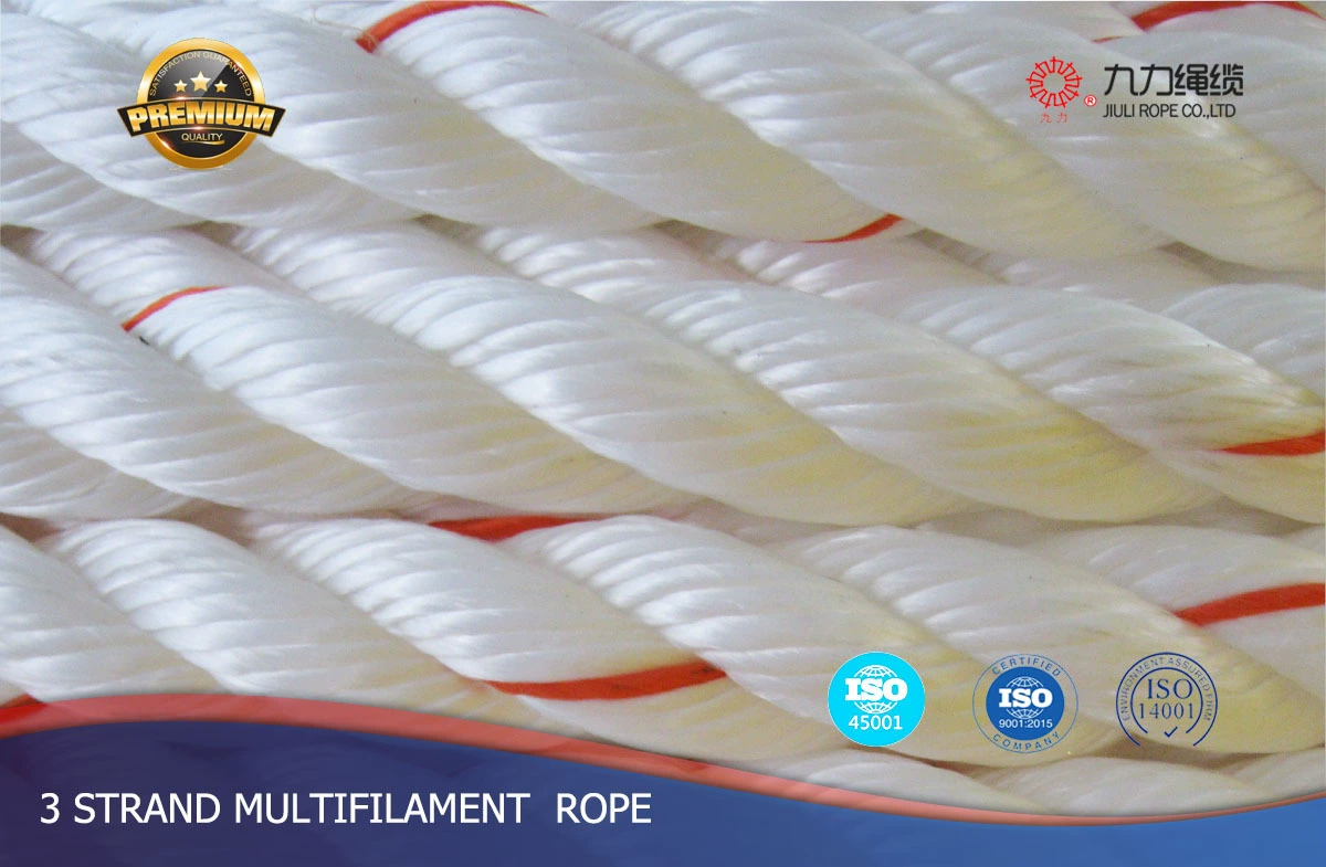 Трехжильный трос, веревка из химического волокна, веревка из полипропиленовой нити, полипропиленовая веревка, полипропиленовая веревка, белая плюс красная маркировочная линия