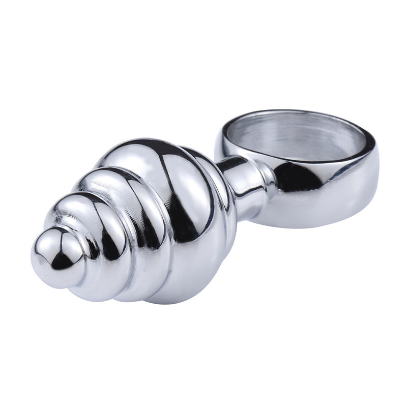 Metal Hand-Pulled Anal Plug, Silver Steel Beads, 6 cm Regular Size — detail image 19