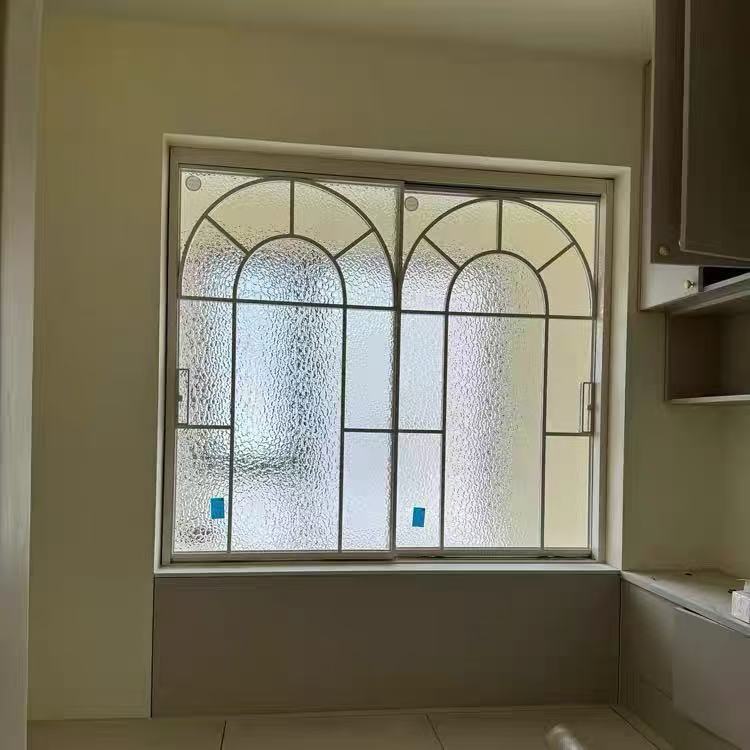 Indoor French-Style Retro Sliding Windows, Study Room, Living Room Partition Windows, Kitchen Balcony Double Sliding Windows with Hanging Rails