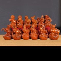 Huali Wood 12 Zodiac Figurines Craftsmanship Gift Animal 12 Zodiac Sign