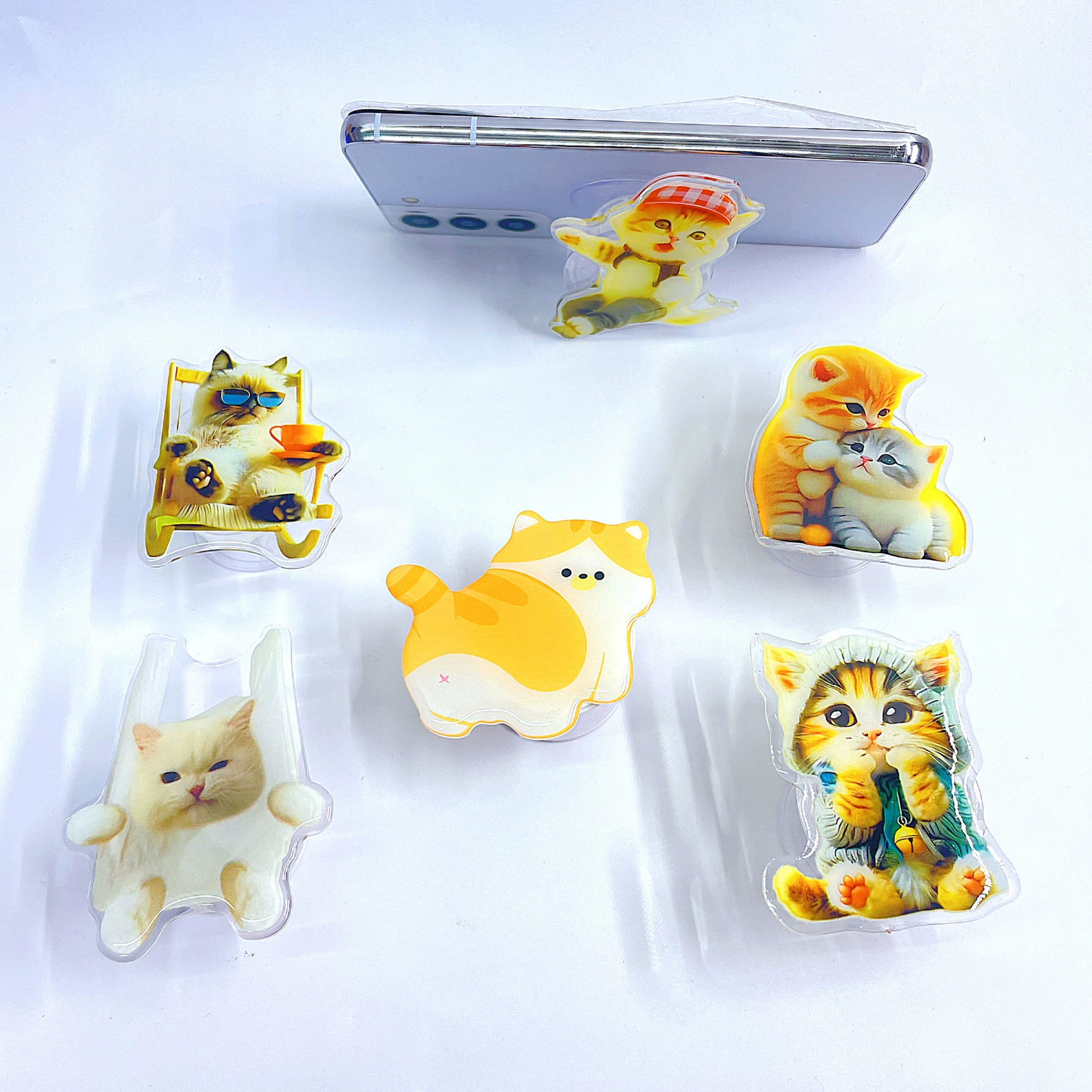 Новый акриловый плоский автомобильный кулон с изображением кошки, подвеска для автомобиля, синий кулон для школьного рюкзака, подвеска с котенком