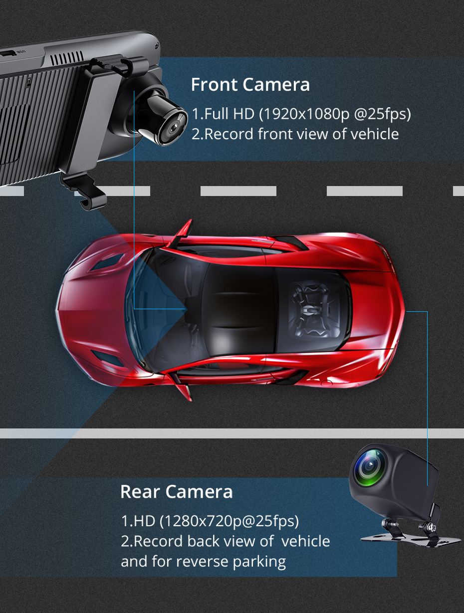 Cross-Border 9.66 10-Inch 4g Full-Screen Streaming Rearview Mirror Hd Night Vision 1080P Dual-Lens Driving Recorder