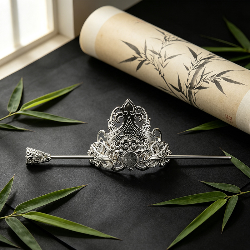 Super Fairy-Style Ancient Hair Crowns for Men and Women, DIY Ancient Men's Hair Accessories, Silver Hair Crowns, Traditional Hanfu Hair Ornaments