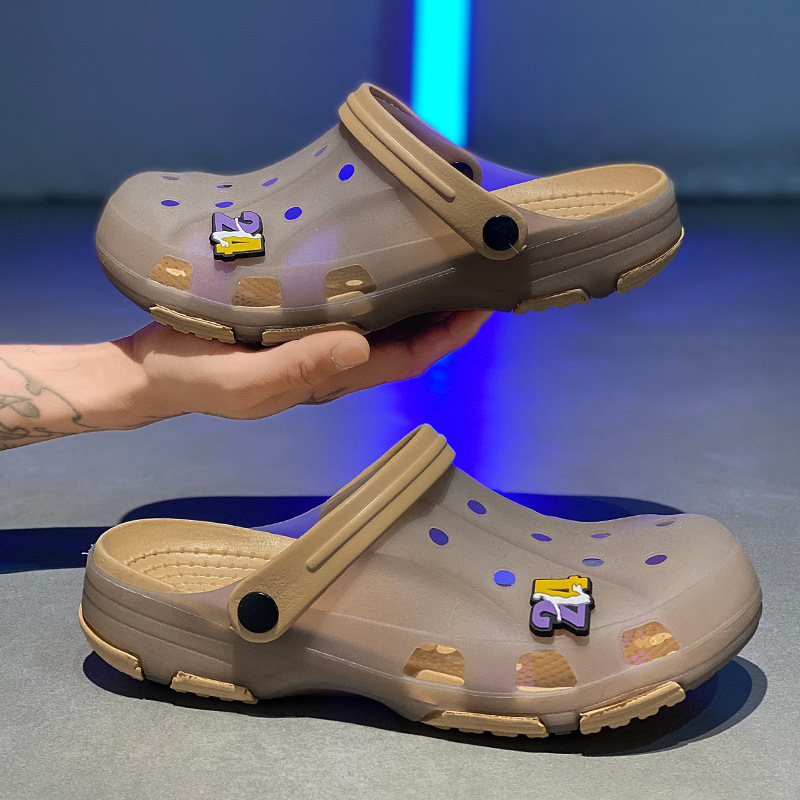 Zapatos con agujeros de gelatina, zapatillas Baotou de gran marca del mismo estilo, sandalias antideslizantes casuales para hombres, zapatos de vadeo con suela gruesa