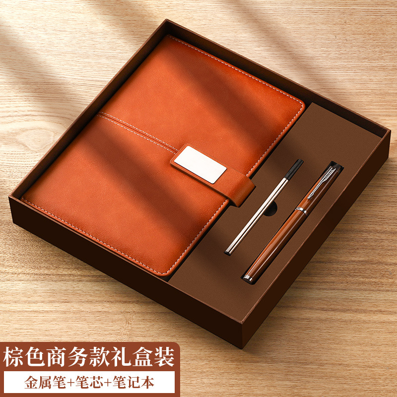 Engrosada Oficina de cuaderno de negocios Bloc de notas de cuero suave A5 de alta apariencia diario reunión libro de grabación caja de regalo traje