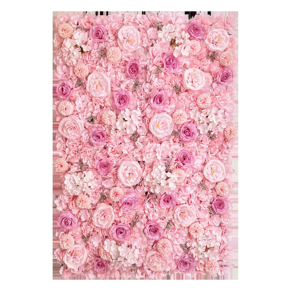 Suministros de boda pared de flores artificiales rosa peonía hortensia flor de seda fila de flores falsas decoración de pared de fondo de flores artificiales de boda