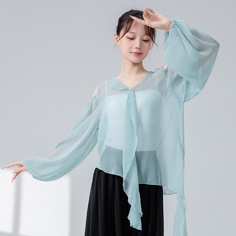 女性用クラシックダンス服、新しいスタイル、中空、大人のゆったりとした妖精ガーゼ服、日常の中国モダンダンス練習服|undefined