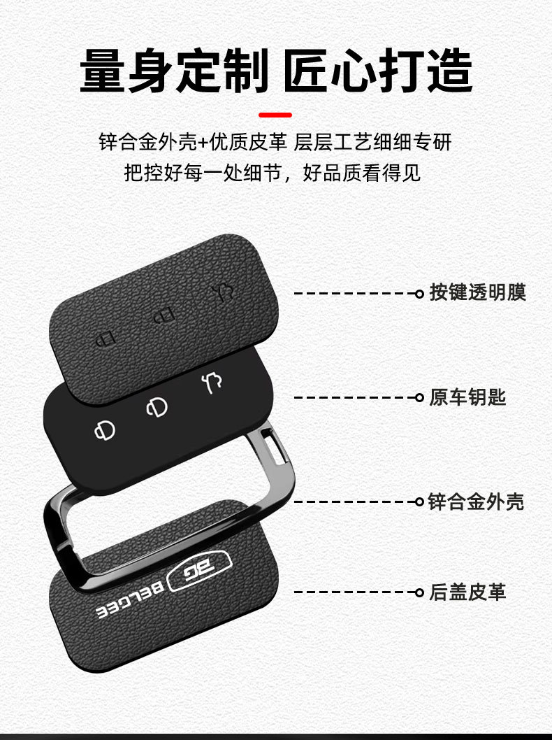 Suitable for Galaxy EX5 car key case, Belgee X80 PHEV metal key cover, simple and elegant