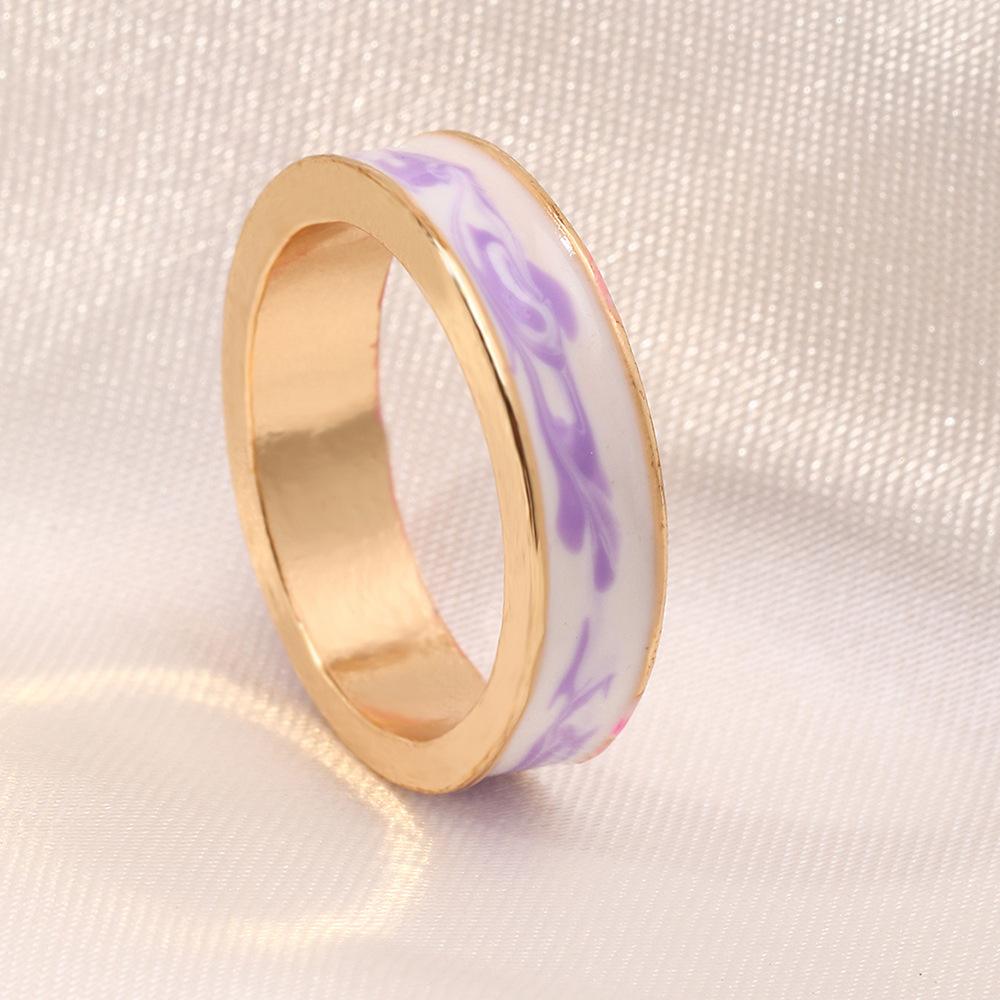 simple alloy dripping oil contrast color ring