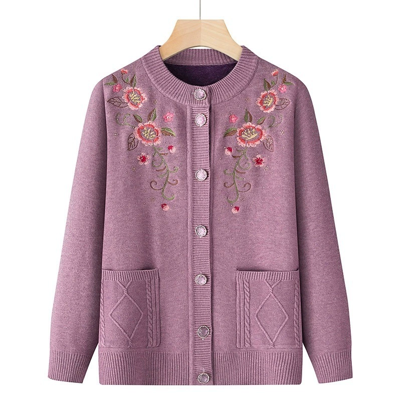 Fleece свитер для матери, кардиган, куртка, вязаные тёплые джинсы