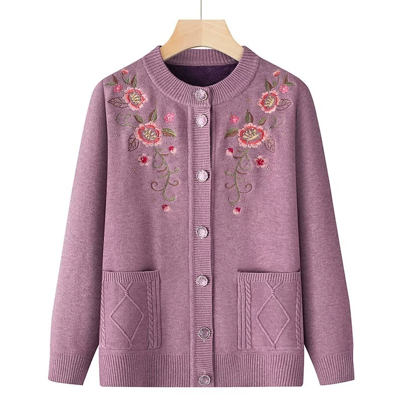Fleece свитер для матери, кардиган, куртка, вязаные тёплые джинсы