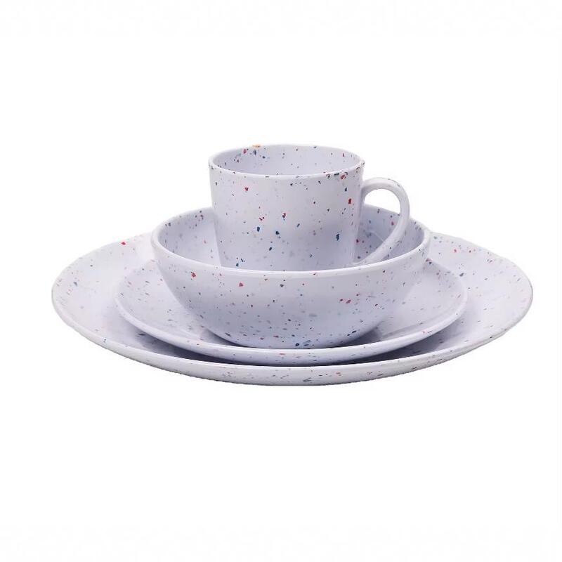 Melamine Colorful Spray Order Plate and Cereal Salad Ice Cream Bowl 12-Piece Melamine Tableware Set Can Be Customized