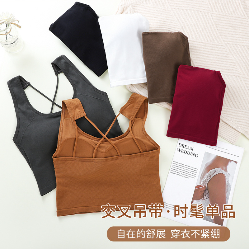 Clearance Sale: Sexy Cross-Strap Camisole with Chest Pads, Versatile for All Seasons, Beautiful Back Design, Can Be Worn as Inner Layer or Outerwear, Slim Fit Top for Women