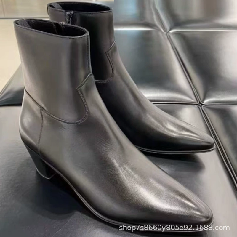 Трансграничная Внешняя торговля Европейские и американские ботинки CHELSEA BOOT CHELSEA мужские кожаные ботинки на высоком каблуке с острым носком Джинсовые ботинки Martin модные